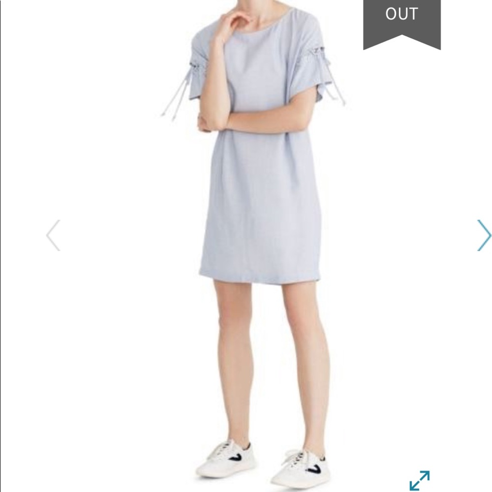 Madewell Stripe Lace-Up Sleeve Shirt Dress